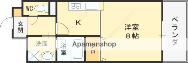 ミカド21鴻池(1K/6階)の間取り写真