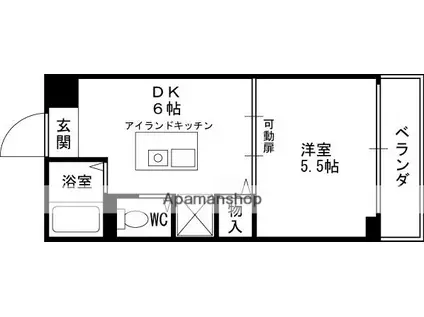 パラシオ夙川名次(1DK/2階)の間取り写真
