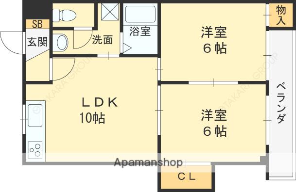 ビューハイツA&K(2LDK/3階)の間取り写真