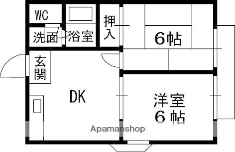 エステートピア安田Ⅰ・Ⅱ(2DK/1階)の間取り写真