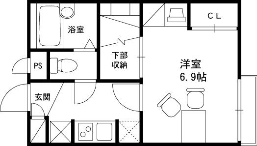 レオパレスアルフ(1K/2階)の間取り写真