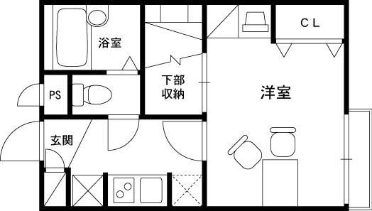 レオパレスシャルム(1K/1階)の間取り写真