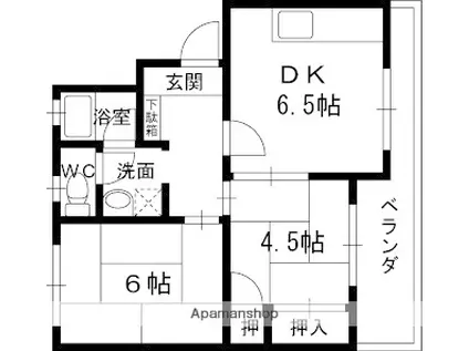 山本マンション(2DK/1階)の間取り写真