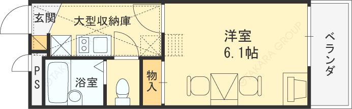 レオパレスMS(1K/1階)の間取り写真