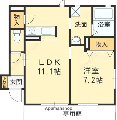 シャーメゾンリーフⅡ(1LDK/1階)の間取り写真