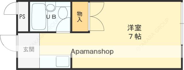 大宝石切CTスクエア(ワンルーム/2階)の間取り写真