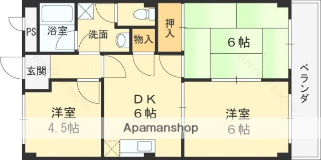 ロイヤルヴィラ壱番館(3DK/2階)の間取り写真