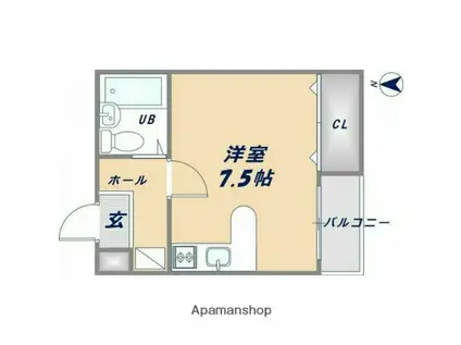 リバーライズ八戸ノ里(ワンルーム/3階)の間取り写真