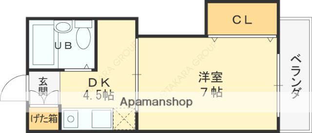 栗山マンション(1DK/7階)の間取り写真