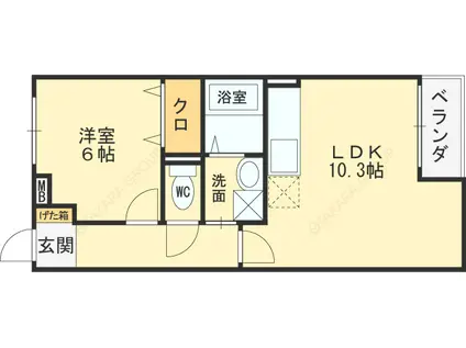 サンフラット布忍(1LDK/1階)の間取り写真