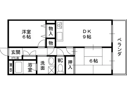 サムティ伊丹西台(2DK/8階)の間取り写真