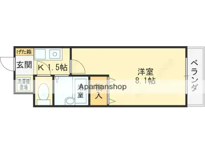メゾンドールヤマヒデ参番館(1K/2階)の間取り写真
