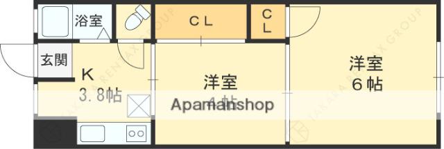 マンション北野田(2K/3階)の間取り写真