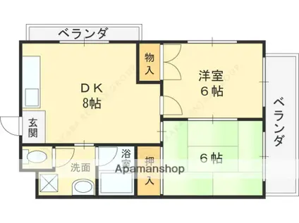TSUJIHANAビルディング(2DK/6階)の間取り写真