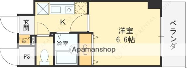 ルミエール山中(1K/4階)の間取り写真