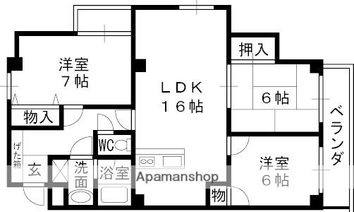 夙川ガーデンハイムⅠ(3LDK/2階)の間取り写真