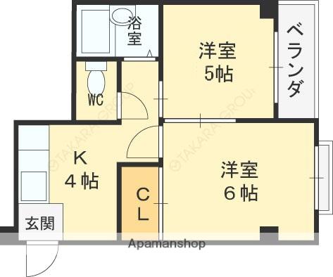 コーポK(2K/2階)の間取り写真