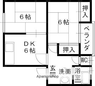 春日丘ハイツ(2DK/1階)の間取り写真