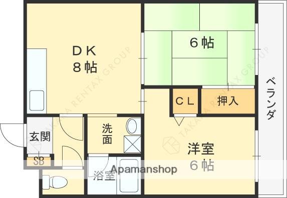 グリーンゲイブルス(2DK/2階)の間取り写真