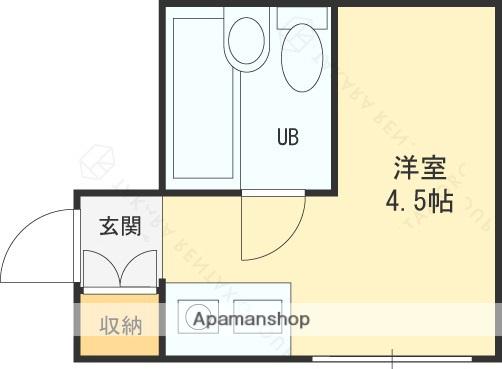 シティハイツ八尾(ワンルーム/1階)の間取り写真