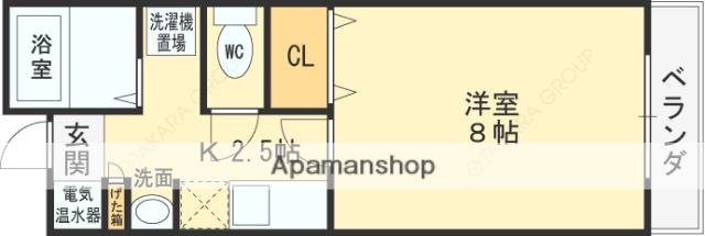 メープルコート(1K/4階)の間取り写真