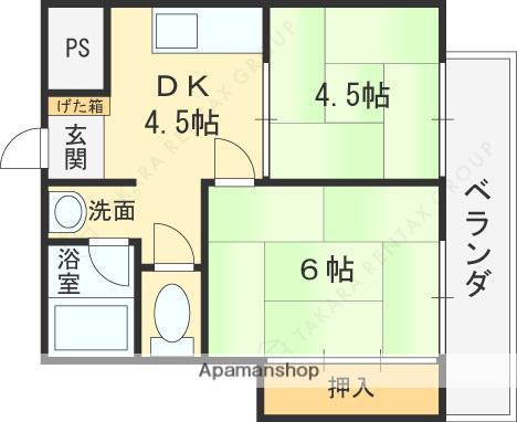 メゾン大和中小阪(2DK/3階)の間取り写真