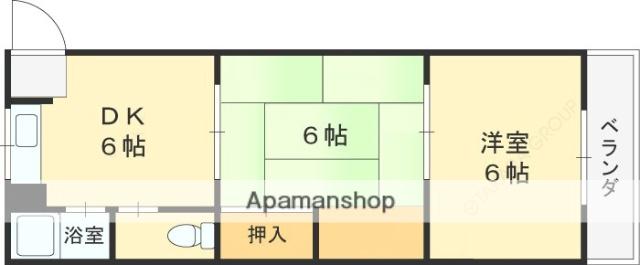 石切山麓ハイツ(2DK/3階)の間取り写真