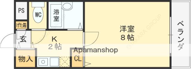 バーズハウス(1K/2階)の間取り写真