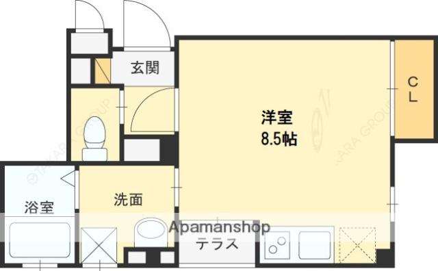 ヴェルドミール花園(ワンルーム/1階)の間取り写真