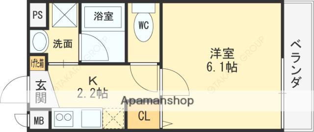 AQUA COURT Ⅱ(1K/1階)の間取り写真