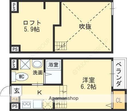 ケイティハイツ3(1K/2階)の間取り写真