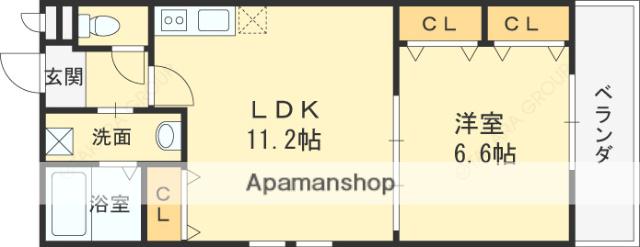 フジパレス岩田町Ⅱ番館(1LDK/1階)の間取り写真