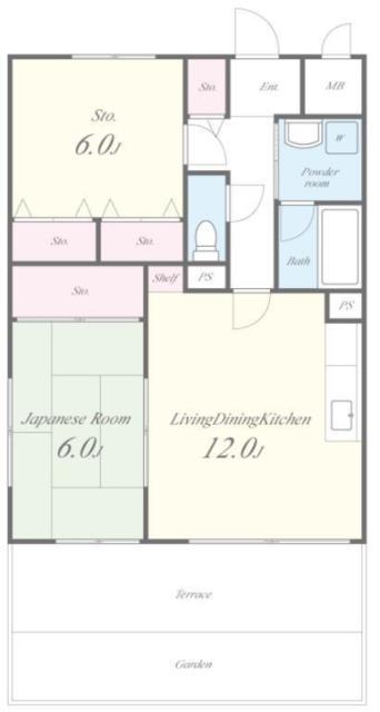 サンフローラ(2LDK/1階)の間取り写真