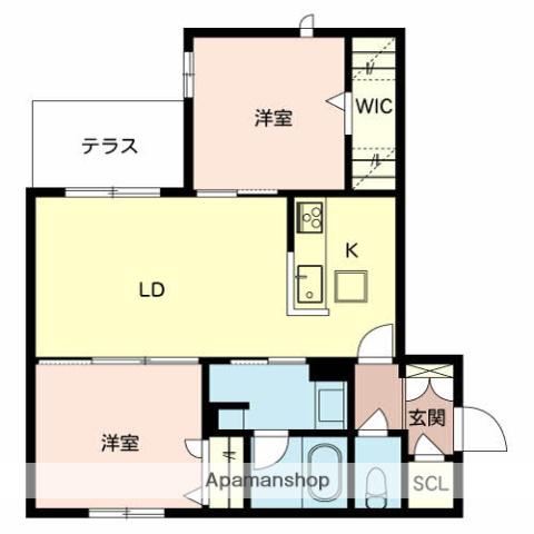 シャローム岩田(2LDK/2階)の間取り写真