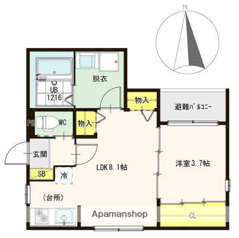 ハーモニーテラス下小阪(1LDK/3階)の間取り写真