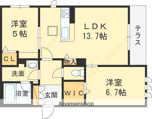 ノーヴェ エレガンテ(2LDK/1階)の間取り写真