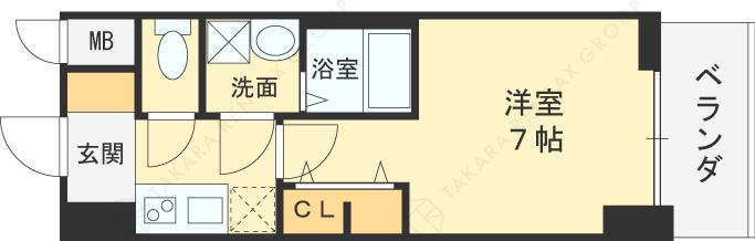 S-RESIDENCE高井田CENTRAL(1K/7階)の間取り写真