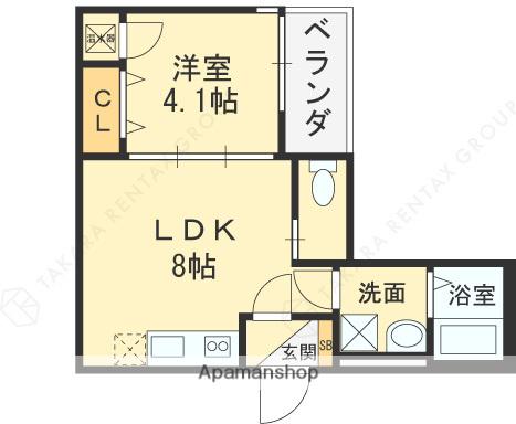 フリージア衣摺(1LDK/3階)の間取り写真
