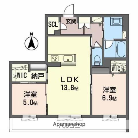 PLANA BENE(2LDK/3階)の間取り写真