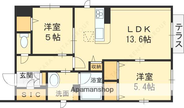 シャーメゾン フェリシード(2LDK/1階)の間取り写真