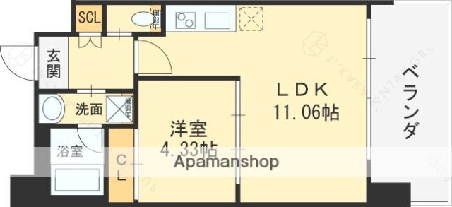プレジオ荒本新町(1LDK/6階)の間取り写真