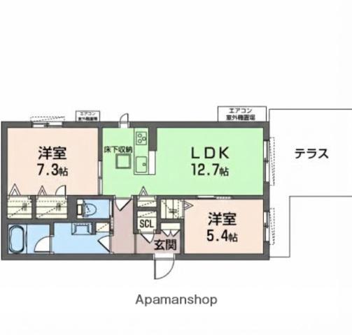 シャーメゾン今米(2LDK/1階)の間取り写真