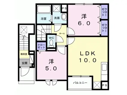 スカイ・メゾン(2LDK/2階)の間取り写真