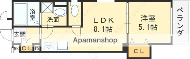 クリエオーレ東山町(1LDK/1階)の間取り写真