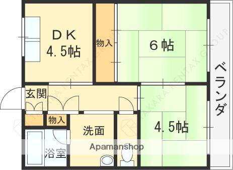 岩崎ハイツ(2K/3階)の間取り写真