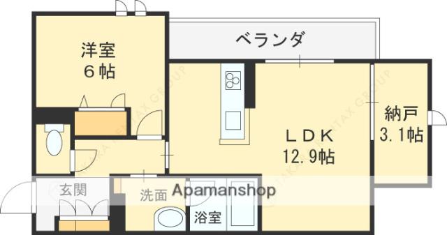 シャーメゾン リアン(1SLDK/3階)の間取り写真