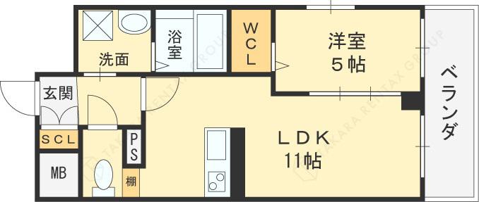 VITA荒本(1LDK/5階)の間取り写真