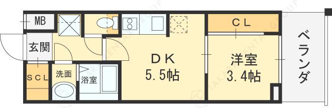 GRAND LUCE(1DK/3階)の間取り写真