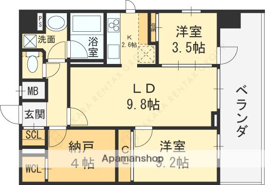 GRAND LUCE(2SLDK/8階)の間取り写真