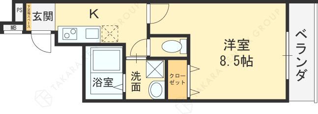 フジパレス弥刀駅北Ⅰ番館(1K/1階)の間取り写真